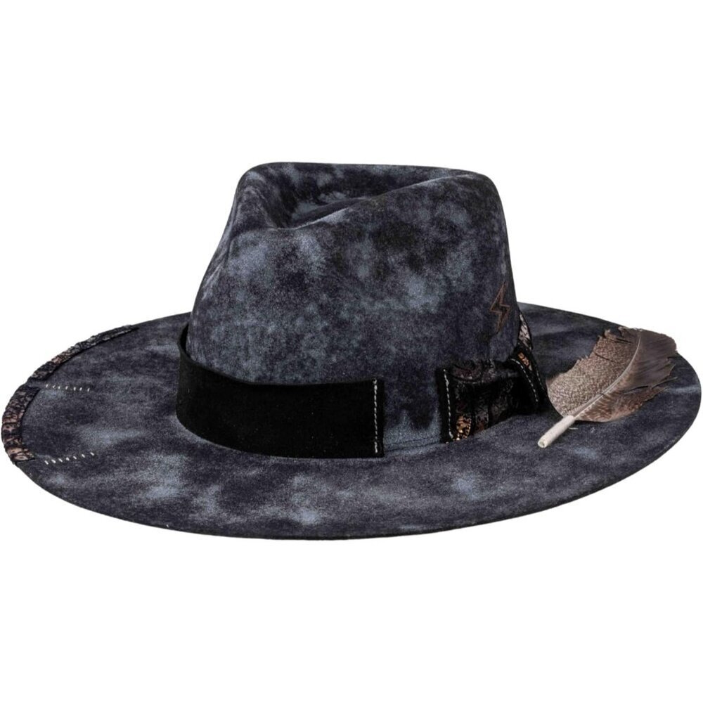 Unisex Retro Black Western With Feather & Band Detail Classic Fedora Cowboy Hat